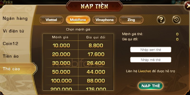 Nạp Tiền Iwin - Hướng Dẫn Bet Thủ Chuyển Tiền Nhanh 3 Nạp qua thẻ cào