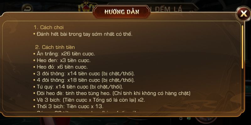 Tiến Lên Đếm Lá iWin - Hướng dẫn chơi, mẹo hay từ cao thủ 2 Luật chơi Tiến Lên Đếm Lá Iwin Club